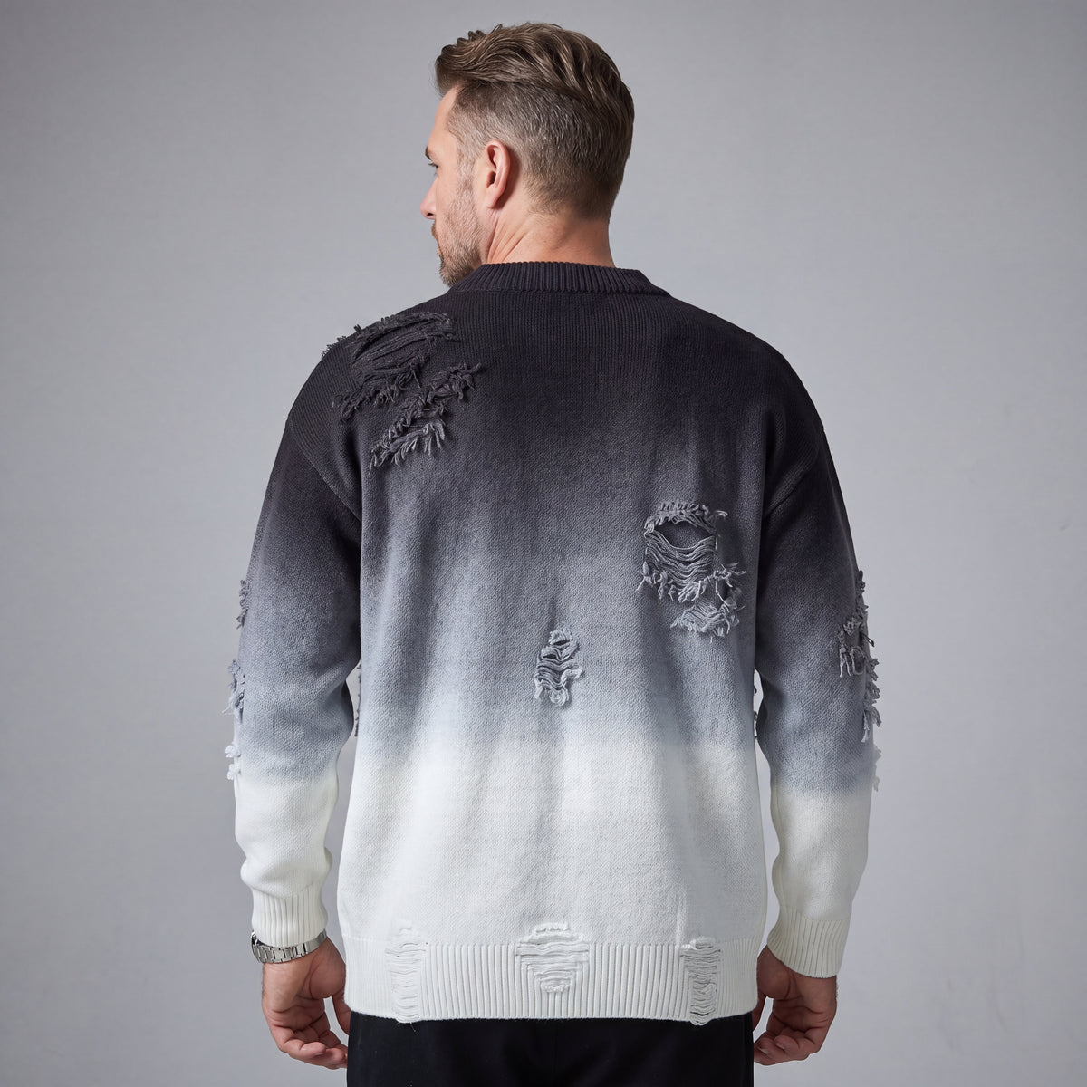 PRACTS Urban Verblasstes Distressed Rundhals-Sweatshirt